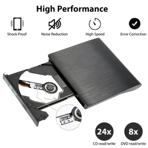 External Slim USB 3.0 DVD ROM CD Writer Drive Burner Reader Player For Laptop UK - Picture 1 of 10