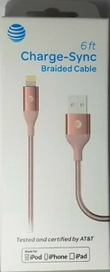 At&t 6ft Apple Data Sync Charge Cable iPhone 13 12 X 8 7 6/Plus/iPad Lightning - Picture 1 of 4