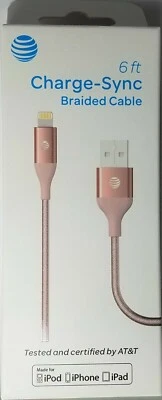 At&t 6ft Apple Data Sync Charge Cable iPhone 13 12 X 8 7 6/Plus/iPad - Image 1 of 4