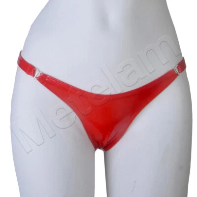 Damen Low Waist Wetlook PVC Leder glänzend G-String Slip Bikini Tanga Höschen - Bild 1 von 4