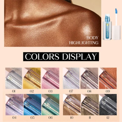 12 Colors Pearlescent Eyeshadow Liquid Eyeliner Shimmer Eye Shadow Highlighter# - Image 1 of 4