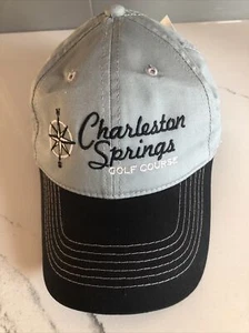 NWT Charleston Springs Golf Course Silver/Black Hat Cap Adjustable Embroidered  - Picture 1 of 5