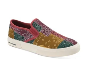 Men Red Bandana Goring Padded Reins Round Toe Platform Slip on Sneakers Size 7 M - Picture 1 of 12