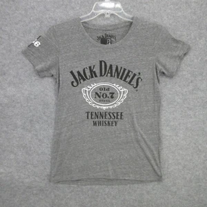 Jack Daniels Women Blouse Large Ladies Tee Swing Cartouche Grey Cotton Blend New - Picture 1 of 8
