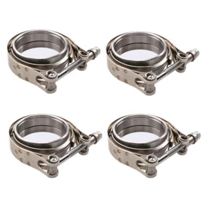 2.5" Inch V-Band Flange&Clamp Kit Male/Female With Ridge Exhaust Stainless 4 Pcs - Picture 1 of 7