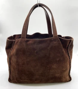 Authentic CHANEL Handle Logo Suede Brown Tote Bag i040155 - Picture 1 of 19