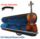New 3/4 Student Natural Brown Antique Violin+ Bow+ Case+ Rosin+ Shoulder Rest