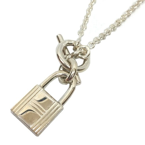 HERMÈS Hermes Amuleto Cadena Kelly Collana Catena Ciondolo Uomo Donna Unisex Argento 92