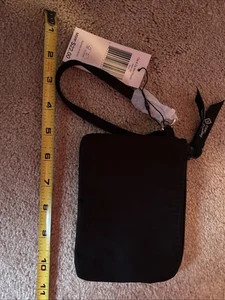 Mini bolsa billetera negra con clip y cremallera de algodón para mujer Vera Bradley talla única - Imagen 1 de 3