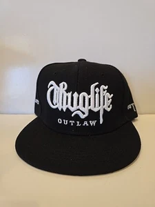 THUG LIFE OUTLAW TUPAC 2PAC EMBROIDERED SNAPBACK BASEBALL CAP HAT Black w/ White - Bild 1 von 5