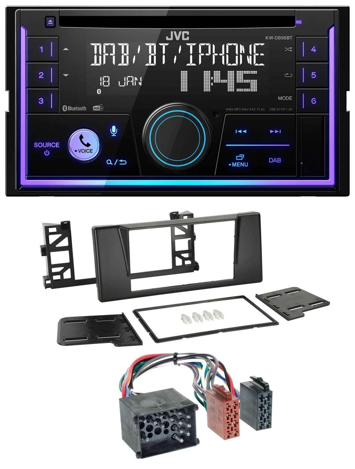 JVC MP3 USB 2DIN DAB Bluetooth CD Autoradio für BMW 5er (E39) X5 Rundpin - Bild 1 von 4