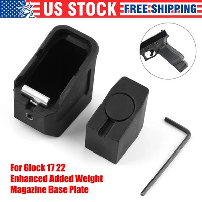 1 Set Nylon Metal Enhanced Added Weight Magazine Base Plate for Glock 17 and 22 - Image 1 of 4