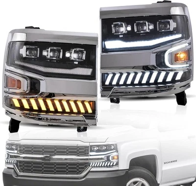 VLAND 2xLED Projector Headlights For 2016-2018 Chevy Silverado 1500 W/Sequential - Image 1 of 4
