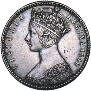 Florín sin Dios 1849 - Moneda de plata británica Victoria - Bonita - Imagen 1 de 2