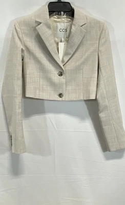 Chaqueta Blazer COS Para Mujer Nueva Con Etiquetas Beige Recortada Doble Pecho Lana Talla 2 Foto 1 de 4