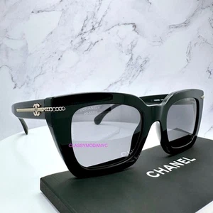 New CHANEL Sunglasses Black Square Gold Chain CC Logo Polarized 51-22-140mm - Picture 1 of 18