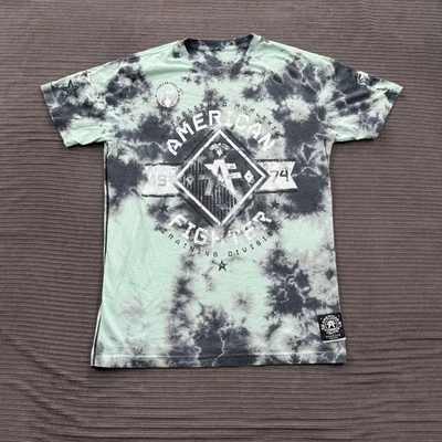 Camiseta American Fighter Hombre Grande Algodón Verde Tie-Dye Manga Corta Informal. Foto 1 de 4