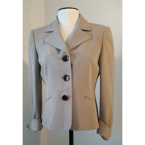 Kasper Woman's Brown Suit Jacket ONLY Size 8 Shoulder Pads Lined Classic Simple - Picture 1 of 10