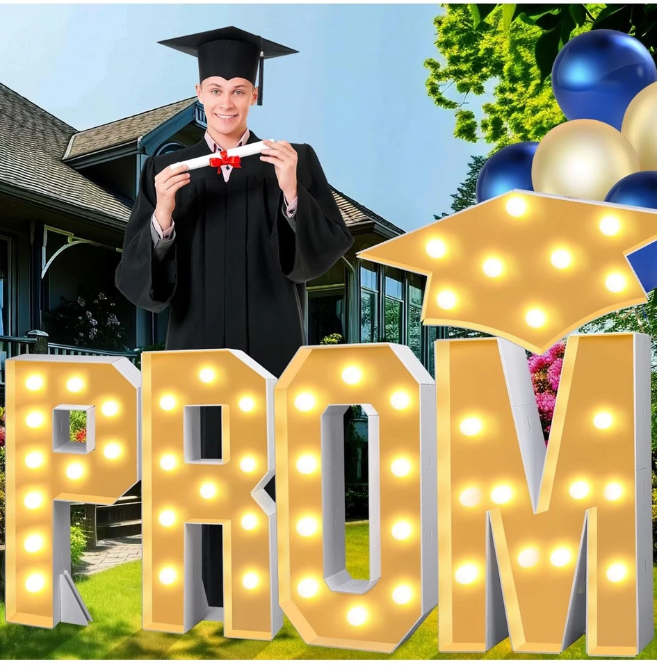 Clase de graduación, 2,95 pies decoraciones de fiesta PROM, letras iluminadas LED (1095) Foto 1 de 4