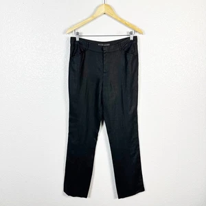Ralph Lauren Black Label Old Money Straight Leg 100% Linen Trouser Pants Black 8 - Picture 1 of 11