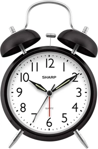 Sharp Twin Bell Alarm Clock - Loud Alarm - Great for Heavy Sleeper - Picture 1 of 12