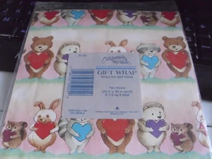 Vintage Cat Flowers Present Box Gift Wrap Paper Celebrations by Gibson NOS - Picture 1 of 1