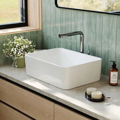 LIFELOOK Bathroom Sink Basin Hand Wash Counter Top Mounted Ceramic Basin Vessel Drainer