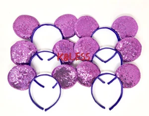 12pcs Purple Mickey Mouse Ears Sequin Headband Birthday Favors Minnie  - Picture 1 of 3