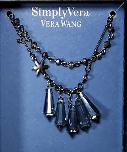 Simply Vera Wang 2 Strang Halskette Blau Kristall Rotguss Kette Neu im Karton - Bild 1 von 5