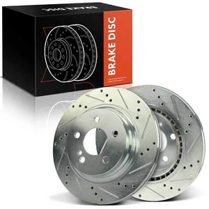 Drilled Brake Rotors for Mercedes-Benz C250 2012-2015 C300 E550 2010 Rear Side - Picture 1 of 8