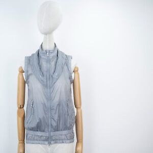 Adidas STELLA McCartney Womens Hooded Nylon Full-Zip Gray Asymmetric Vest Size M