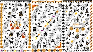 3 Blatt Water Decals Halloween Party NAIL art AUFKLEBER STICKERS NAGEL TRANSFER - Bild 1 von 5