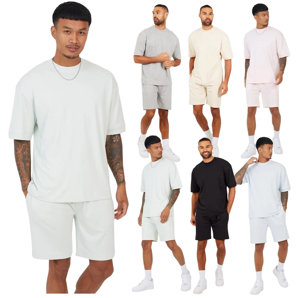 Brave Soul Mens Plain Shorts Set T-Shirt & Short Summer Set Outfit Sizes S-2XL - Image 1 of 1