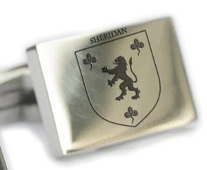 Irish Family Name Crest Engraved Cufflinks with Matching Gift Tin - Picture 1 of 56