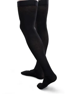Therafirm Core-Spun Thigh High 20-30 mmHg Compression, Small Long, Black - Picture 1 of 3