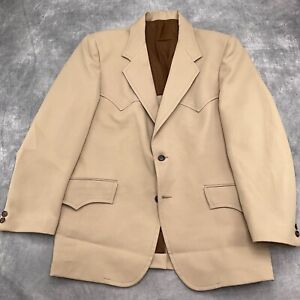 John Blair Blazer Men 40 Tan Brown Poly Rockabilly Retro Western Suit Jacket VTG