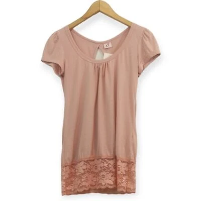 Top 6 Grados Rubor Rosa Tejido Cerradura Cruzado Espalda Cuello Redondo Encaje Dobladillo L Foto 1 de 4