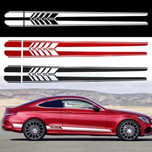 SALE 2PCS Car Side Body Vinyl Decal Sticker Racing Long Stripe Decals Graphics - Picture 1 of 15