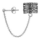 Sterling Silver Ear Cuff Earring With Chain & Ball Stud (one Piece)