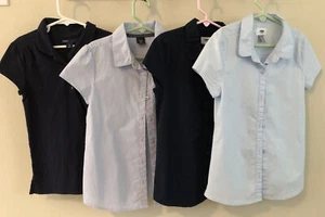 Lot 4 Short Sleeve Shirts Blue, Black Gap, Old Navy Size 8 - Picture 1 of 8