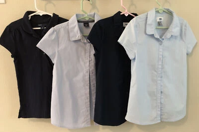 Lot 4 Short Sleeve Shirts Blue, Black Gap, Old Navy Size 8 - Image 1 of 4