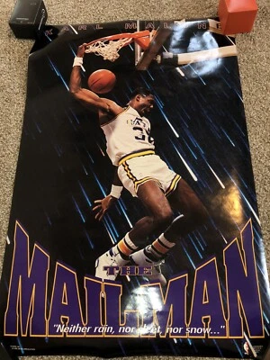 KARL MALONE , “THE MAILMAN” 1991 VINTAGE ORIGINAL NBA COSTACOS POSTER - Image 1 of 4