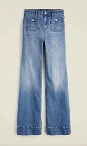 NWT J.Crew Sailor Wide Leg denim trouser in Blue River wash (BZ594) - Sz 24 - Picture 1 of 9