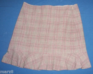 Elie Tahari Wool Blend Gray and Pink Plaid Knee Length Skirt Misses Size 6 - Picture 1 of 4