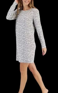 Neu mit Etikett Charter Club butterweiches Damen-Nachthemd Schlafshirt grau/weiß Leopard - Bild 1 von 10