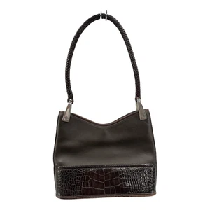 Brighton Damen Gina Hobo Satchel Handtasche braun Krokodilprägung Druckknopftasche S - Bild 1 von 11