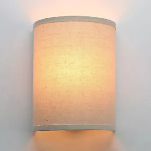 Industrial Wall Light Linen Fabric Decor Vintage Night Light Wall Lamp Sconce - Picture 1 of 14