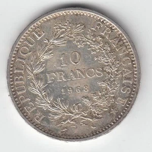 1968 France 10 Francs Coin Hercules & Nymphs 37mm 25gr SILVER 900 #66 - Picture 1 of 2