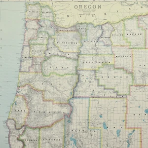 OREGON State MAP 1928 21"x14" Jazz Age 1920s VINTAGE Large Full COLOR - Picture 1 of 2