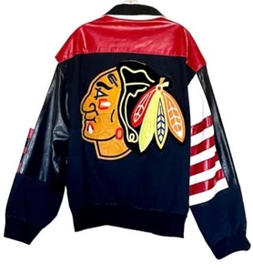 CHAQUETA JEFF HAMILTON ~ NHL Cuero CHICAGO BLACKHAWKS ~ XL Extra Grande ~ EXCELENTE - Imagen 1 de 10